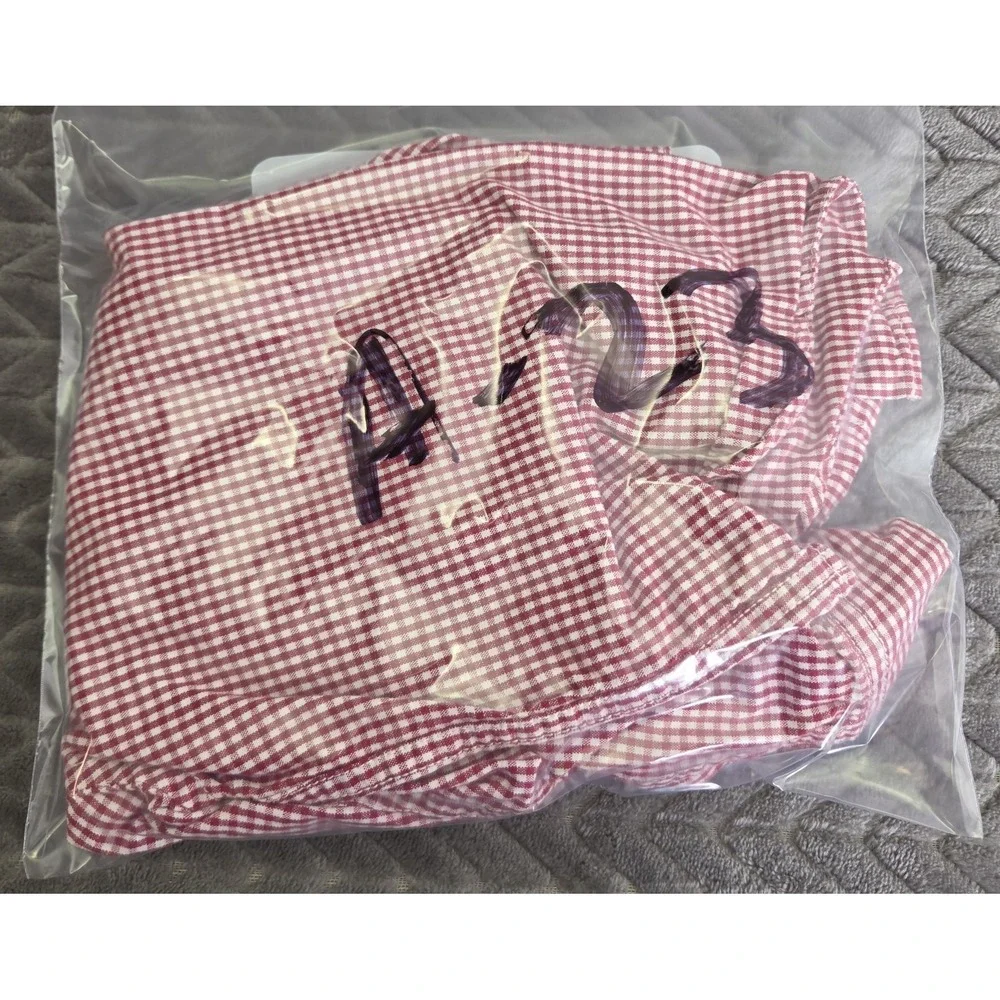 Vintage Boys Size 4 Gymboree Year 2000 Red White Checkered Button Shirt Cotton